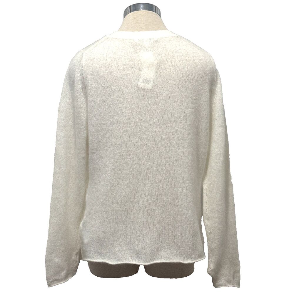New BANANA REPUBLIC Womens 100% Angora Ivory Long Sleeve V-Neck Sweater Size XL - Picture 4 of 8